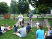 Mary-Beth and Alan with Oscar, the great-horned owl.